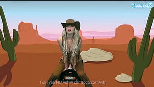 Towheaded Teenage cowgirl rails sybian saddle