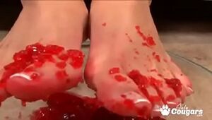 Mackenzee Pierce Gets Her Soles All Filthy With Jello Before Providing An Incredible Footjob