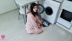My Step Step-sister was NOT stuck in the washing machine and caught me when I desired to smash her slit