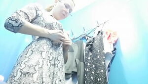 Dressing room. Hidden camera. Russian gal with phat breasts and puffies