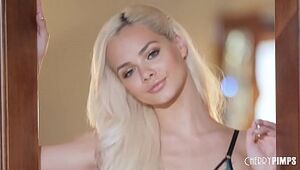 Jaw-dropping Elsa Jean gets down and filthy and jerks after a Jaw-dropping striptease