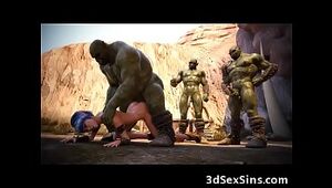 Three dimensional Elf Cutie Booty-fucked by Orcs!