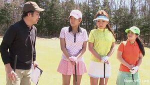 Japanese teenager femmes plays golf naked